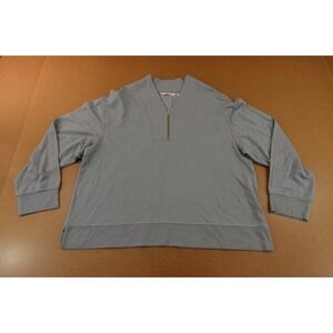 Soma Mens Large Sky Blue Stretch Ultra Soft Fleece Quarter Zip Sweatshirt NWT
